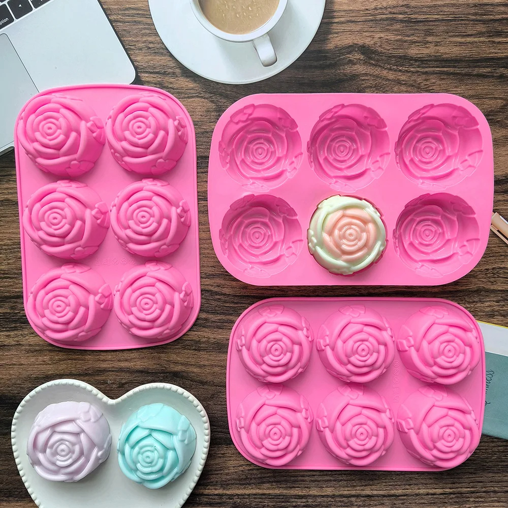 Kitchen Baking Dishes - 6 Holes Flower Rose Handmade Soap