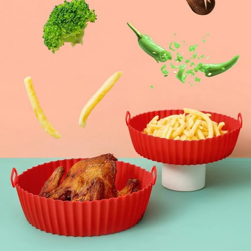 Kitchen Baking Gadgets - Silicone Basket Pot Tray Airfryer Liner