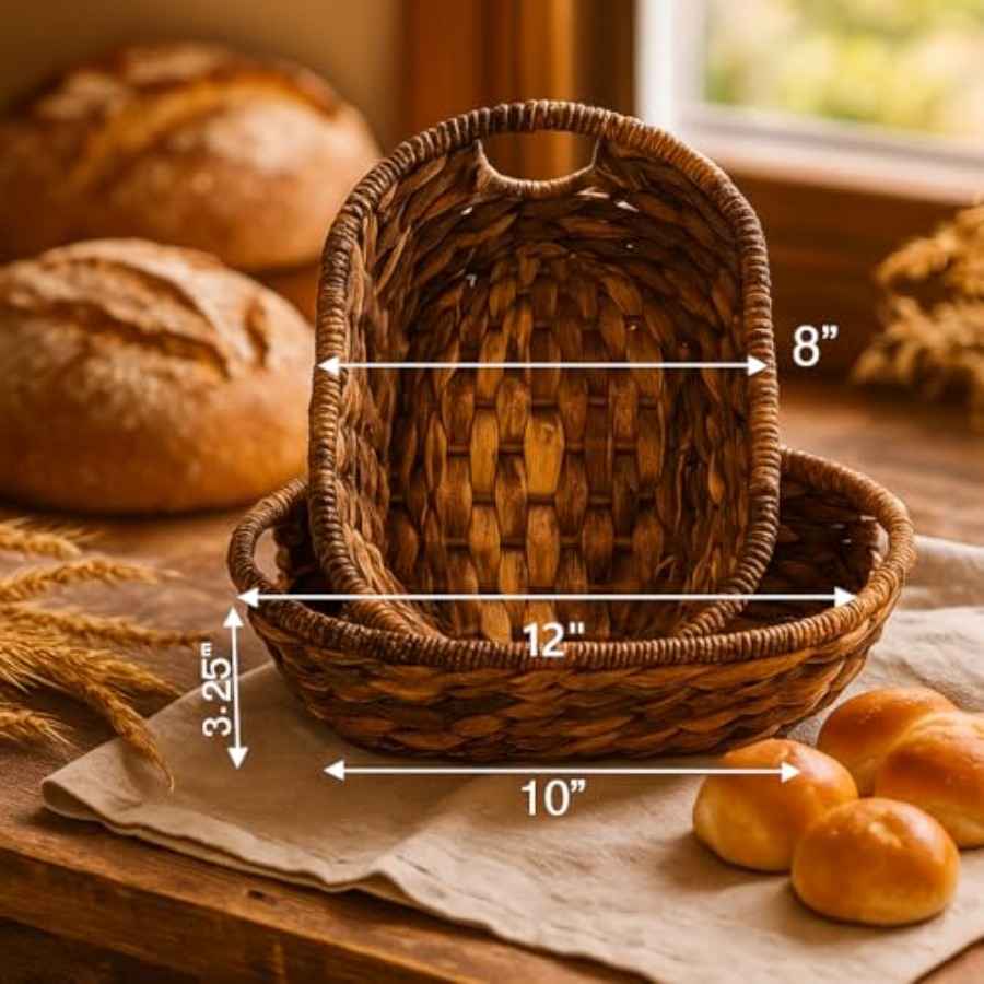 Handwoven Oval Wicker Baskets  - Kitchen Baking Storage のレビューと価格
