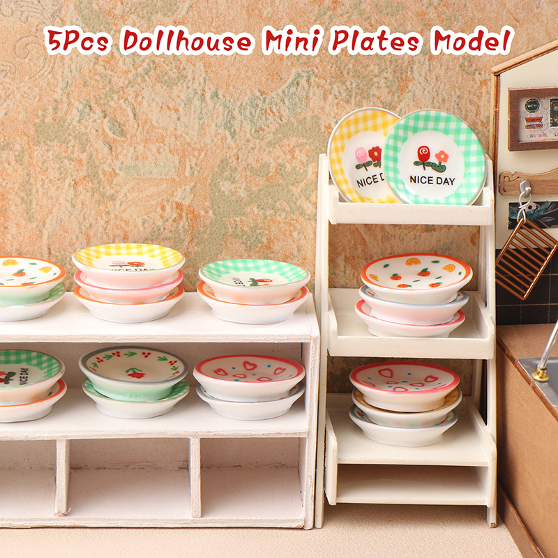 5Pcs 1/12 Dollhouse Mini Plate - Kitchen Baking Storage のレビューと価格