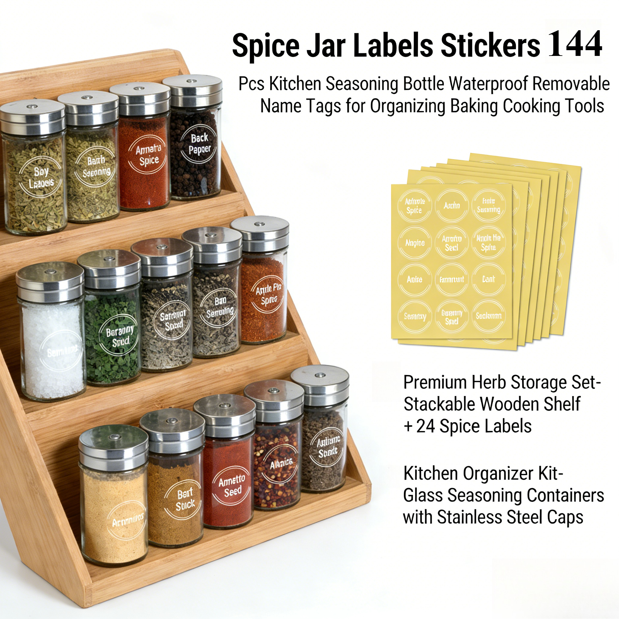 144pcs Spice Jar Labels Sticke - Kitchen.Baking Labels のレビューと価格