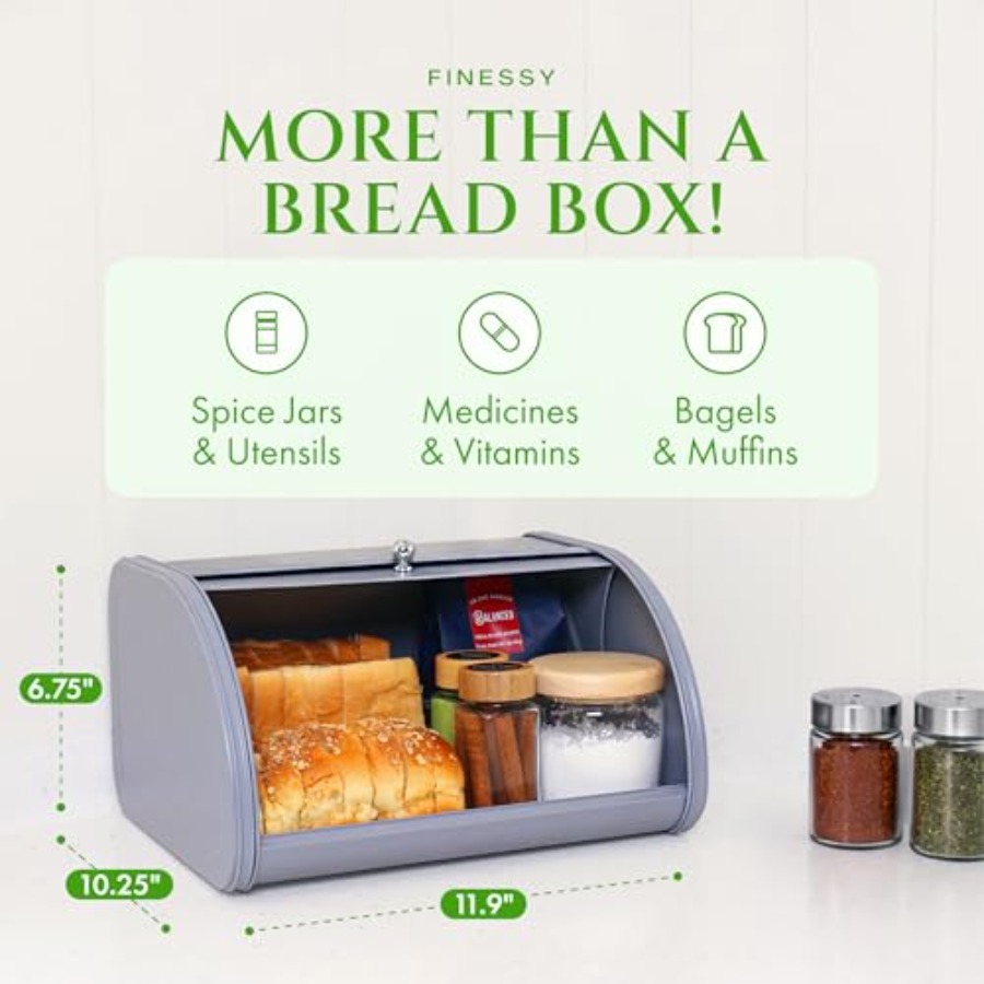 Modern Metal Bread Box for Kit - Kitchen Baking Storage のレビューと価格