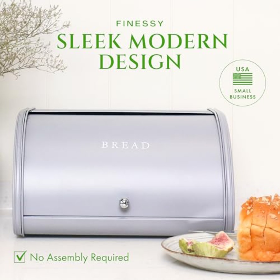 Modern Metal Bread Box for Kit - Kitchen Baking Storage のレビューと価格