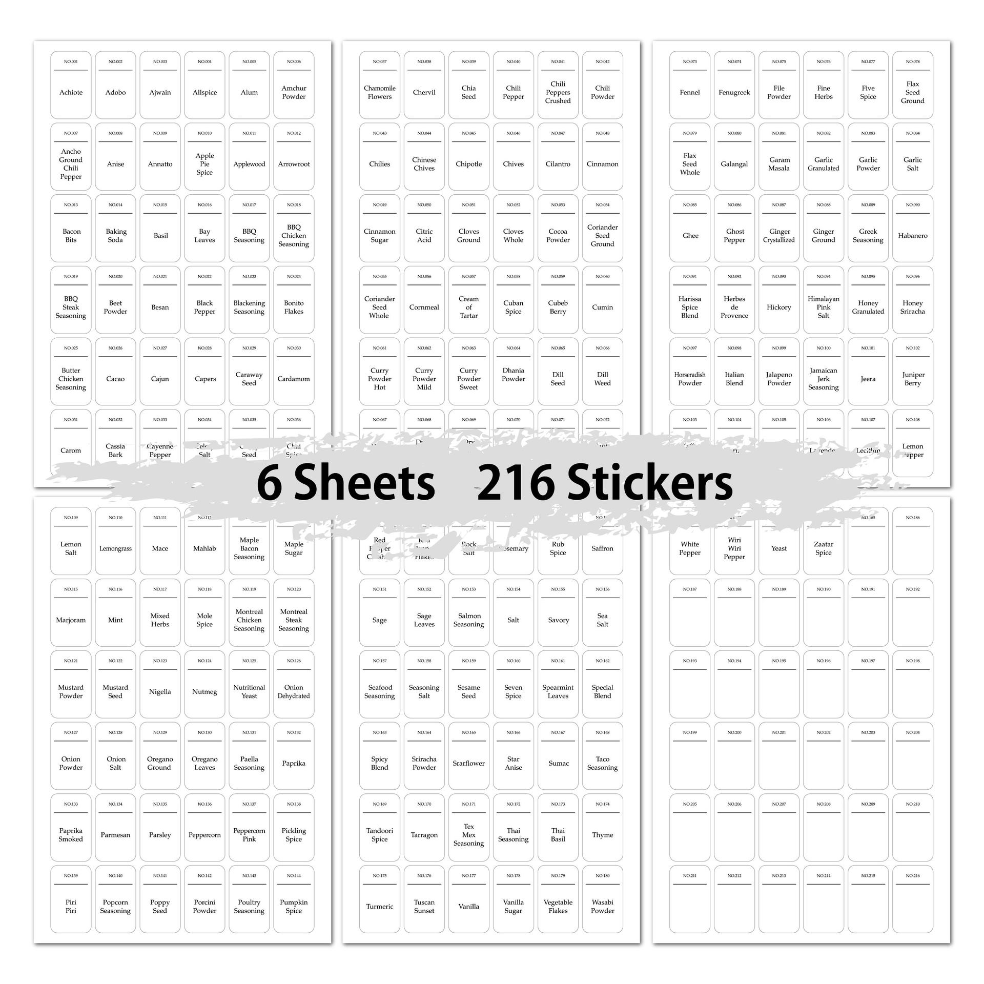 216pcs Kitchen Spice Jar Label - Kitchen.Baking Labels のレビューと価格