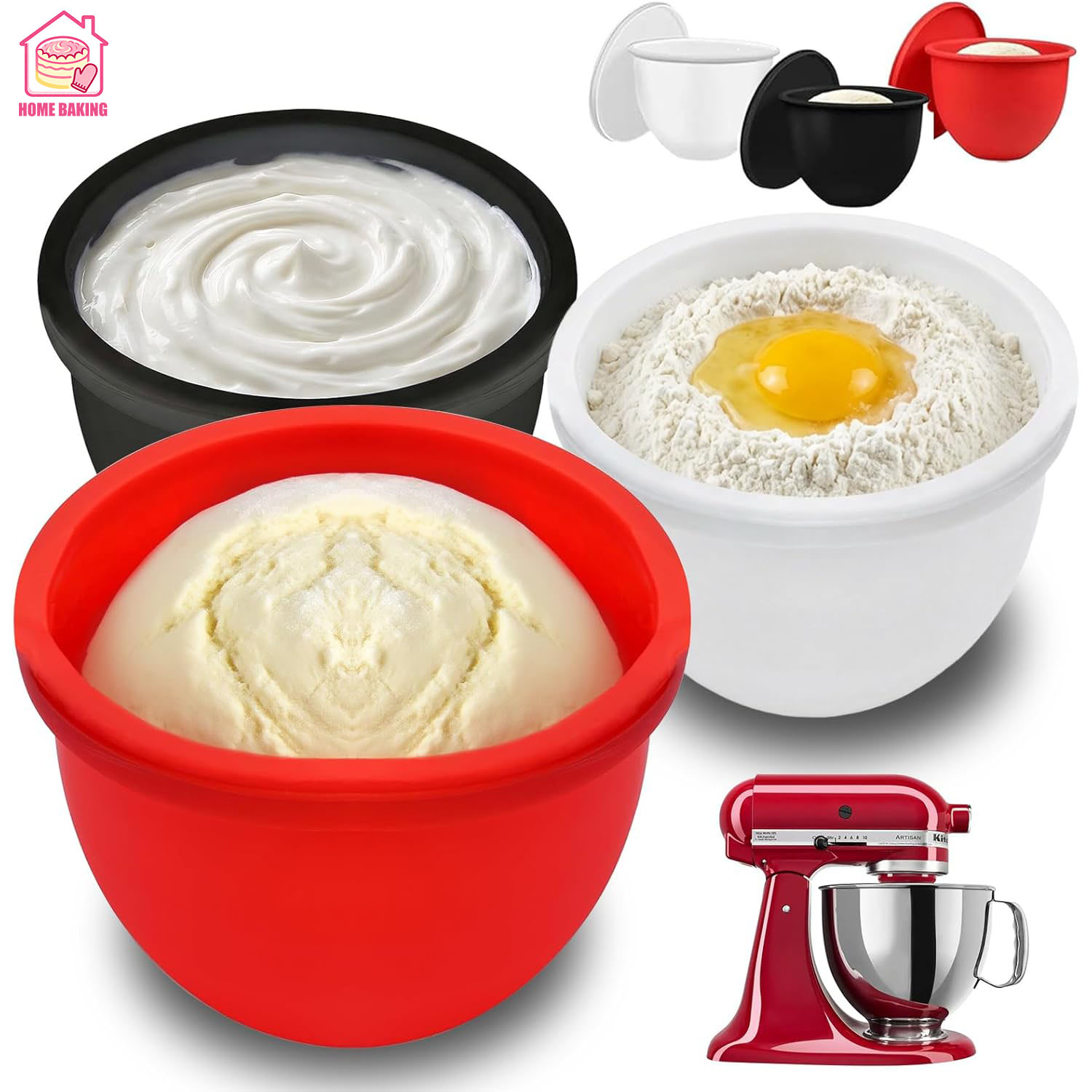 Silicone Bowl Liners for Kitch - Kitchen Baking Aid のレビューと価格