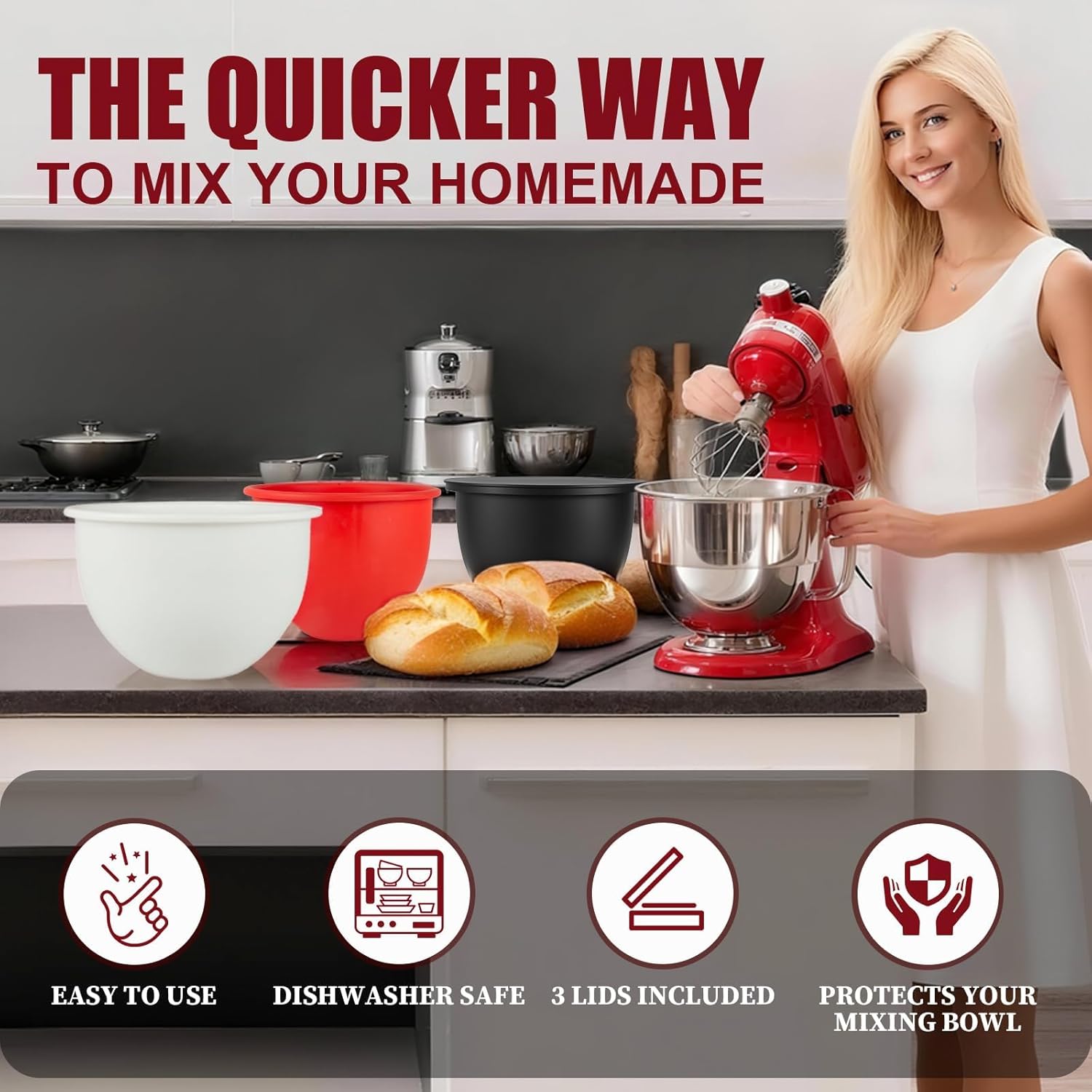 Silicone Bowl Liners for Kitch - Kitchen Baking Aid のレビューと価格