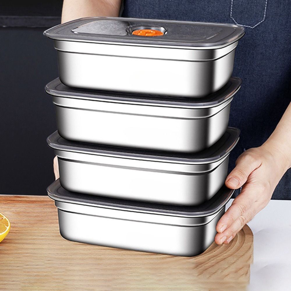 Stainless Steel Lunch Box Bent - Kitchen Baking Tray Storage のレビューと価格