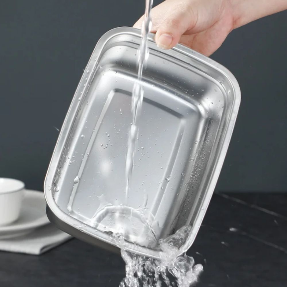 Stainless Steel Lunch Box Bent - Kitchen Baking Tray Storage のレビューと価格