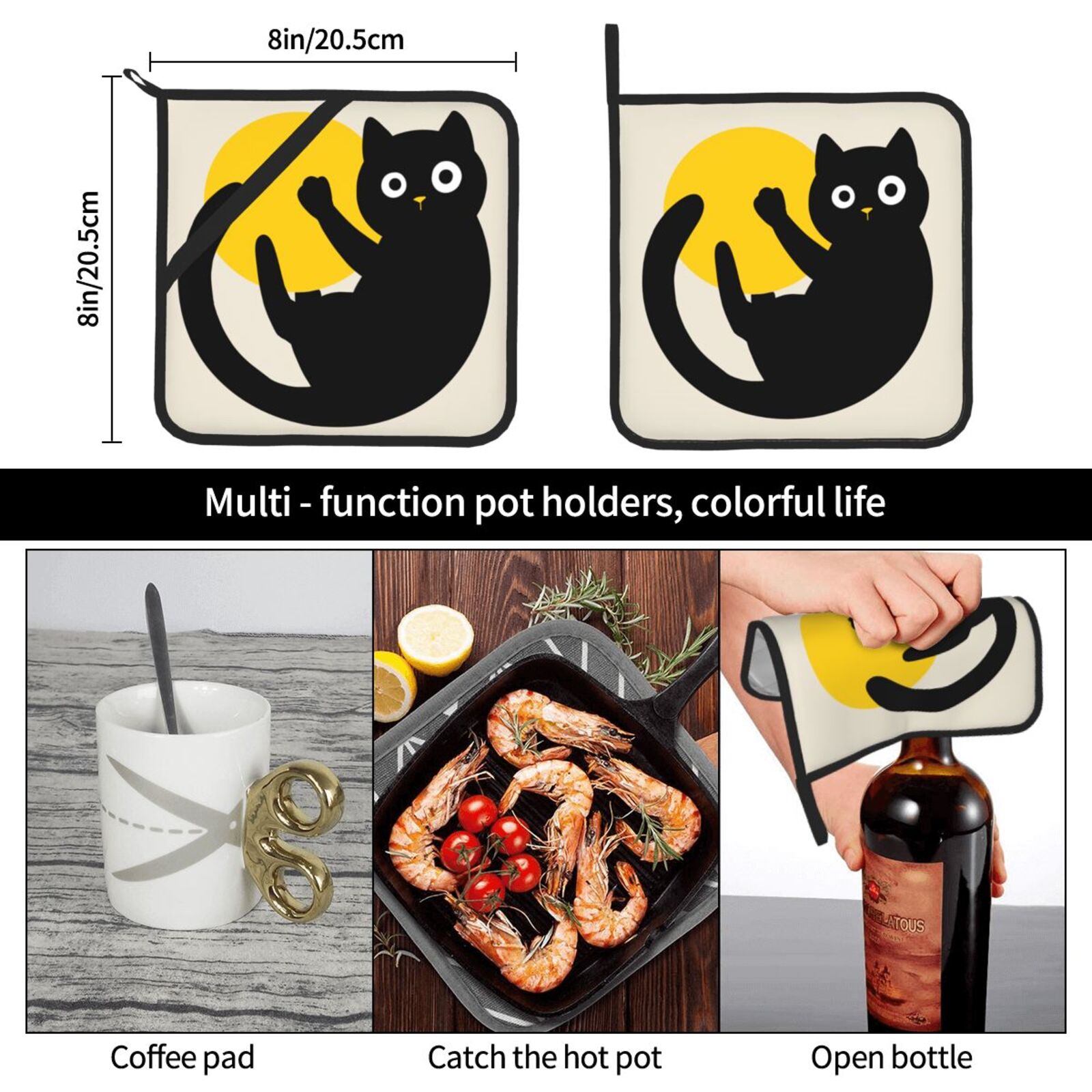 Cute Black Cat Pot Holders Set - Kitchen Baking Dishes のレビューと価格
