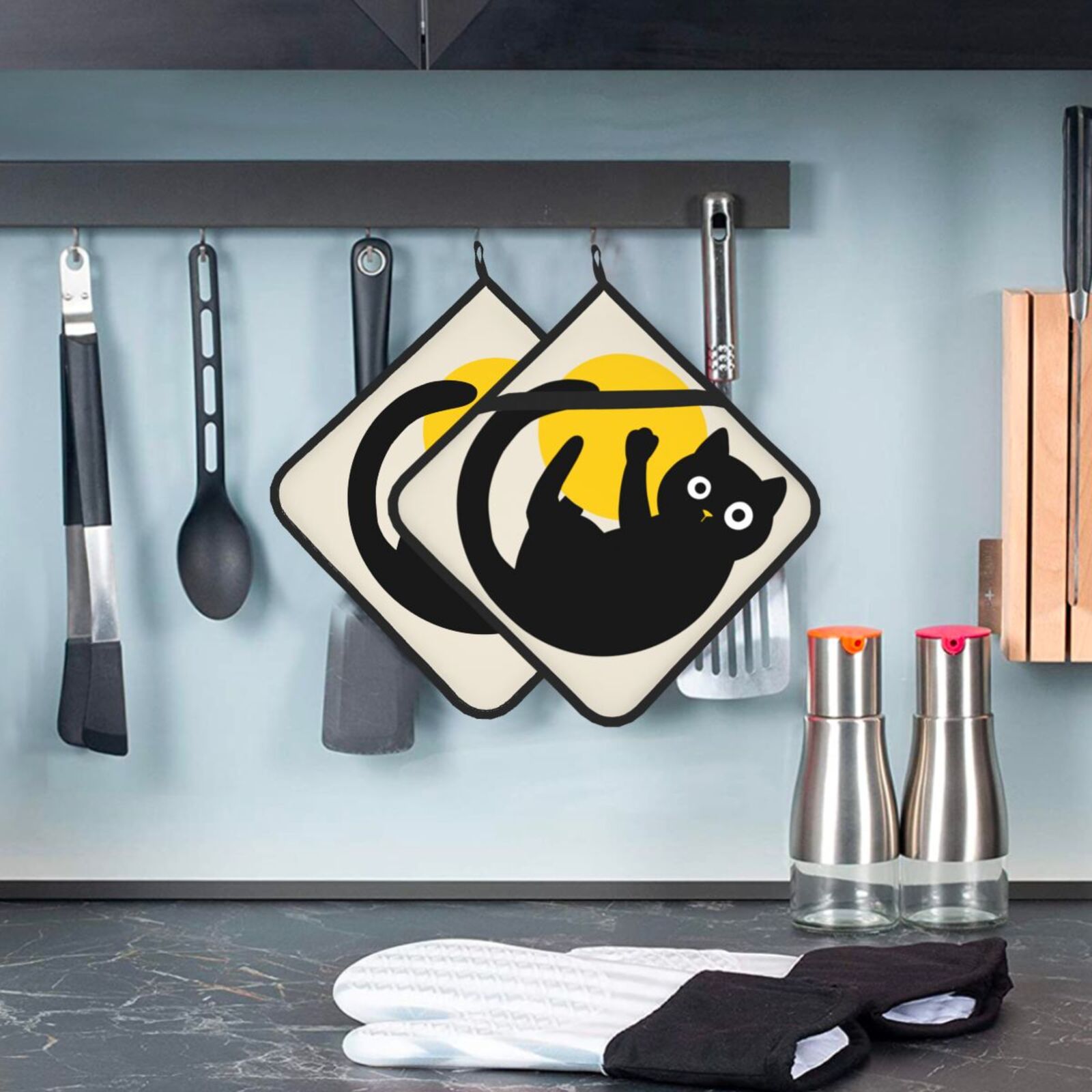 Cute Black Cat Pot Holders Set - Kitchen Baking Dishes のレビューと価格