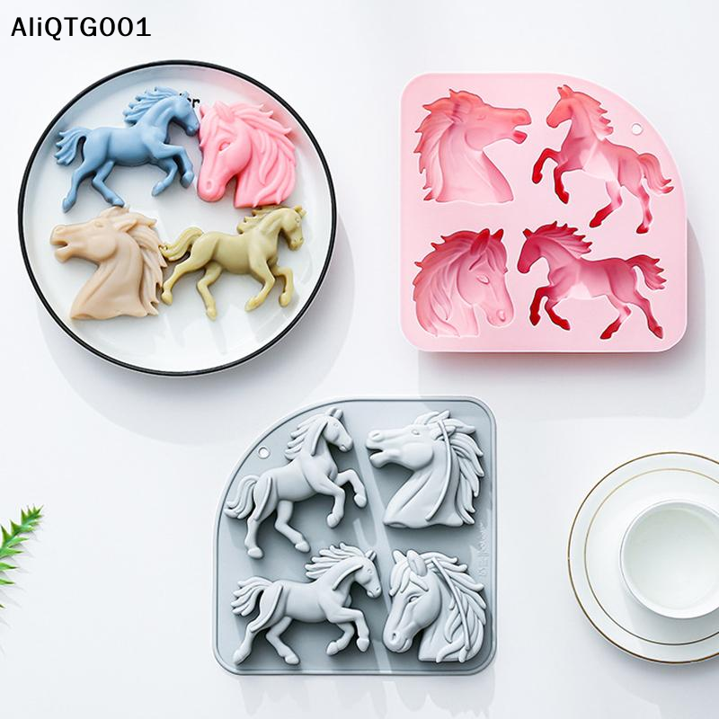 4-Cavity 3D Horse Silicone Mol - Kitchen Baking Cake のレビューと価格